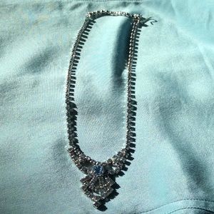 Vintage Blue Rhinestone Necklace